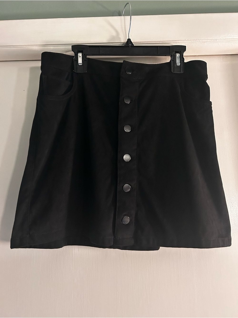 Express Black Button-Front Mini Skirt